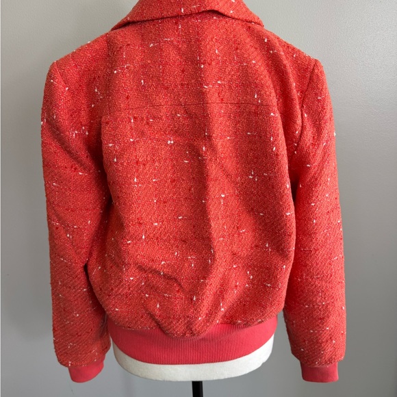 etcetera Tweed Jacket Bomber Blazer Orange Peach Tweed Size 8 - Picture 2 of 10